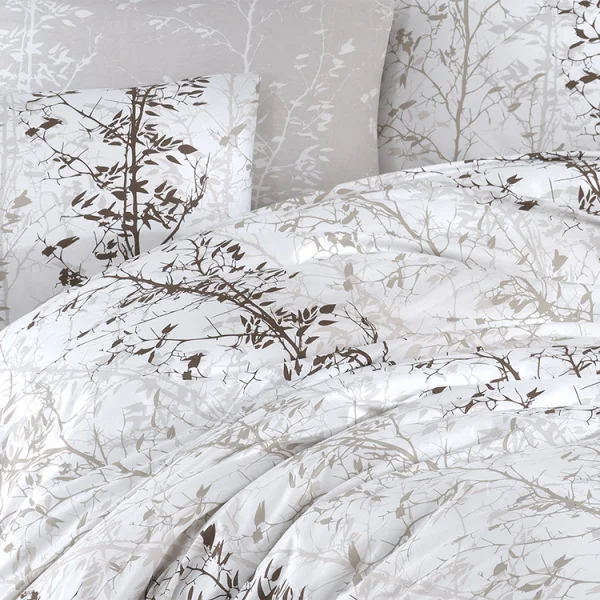 Set copripiumino matrimoniale e federe 220x240cm bianco grigio Esedra
