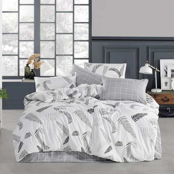 Set copripiumino matrimoniale e federe 220x240cm bianco grigio Ingrid