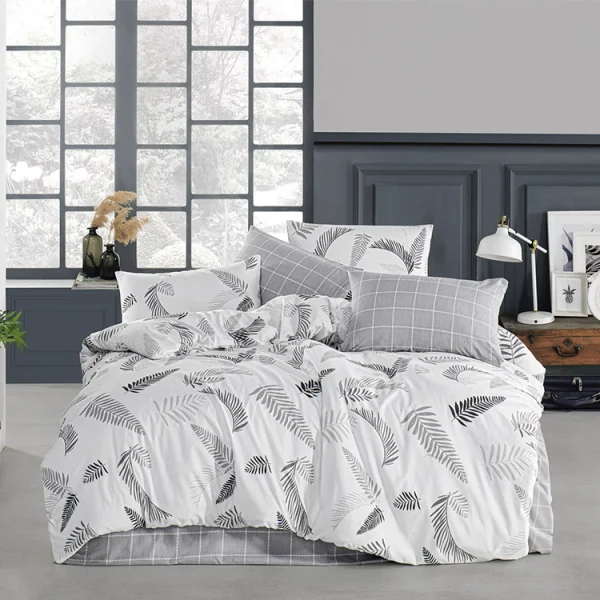 Set copripiumino matrimoniale oversize e federe 240x260cm bianco grigio Ingrid