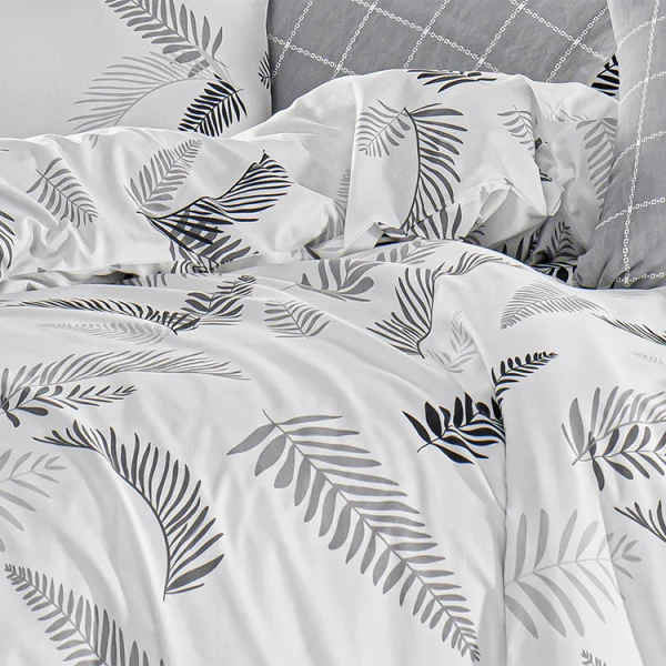Set copripiumino matrimoniale oversize e federe 240x260cm bianco grigio Ingrid