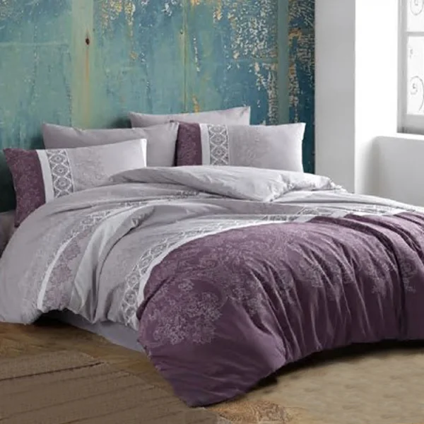 Set copripiumino matrimoniale oversize e federe 240x260cm lilla viola Sarah