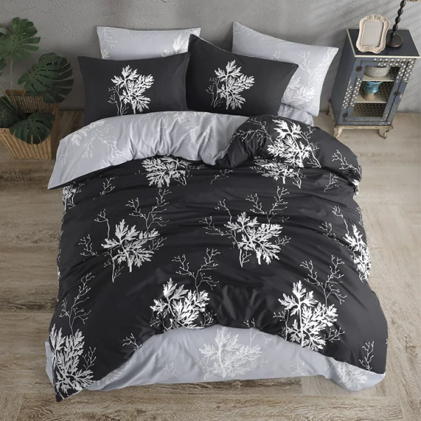 Set copripiumino matrimoniale oversize e federe 240x260cm nero bianco Fugace