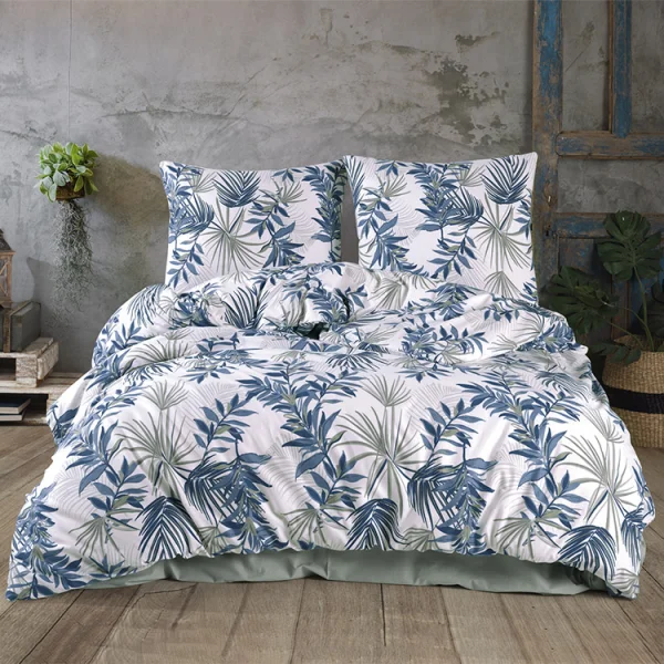 Set copripiumino matrimoniale oversize e federe 240x260cm verde blu Himba