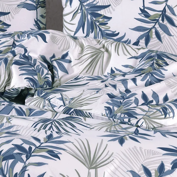 Set copripiumino matrimoniale oversize e federe 240x260cm verde blu Himba