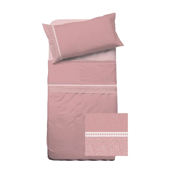 Set lenzuola letto singolo in cotone cipria Freedom