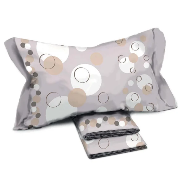 Set lenzuola matrimoniali in cotone fantasia cerchi grigio Cream