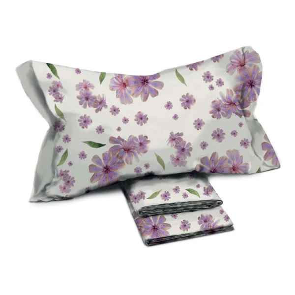 Set lenzuola matrimoniali in cotone fantasia fiori bianco rosa Razza