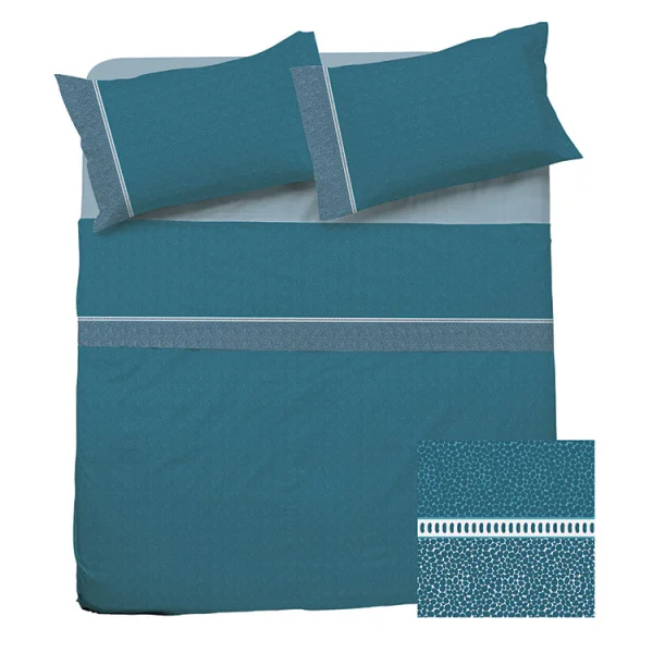 Set lenzuola matrimoniali in cotone petrolio Freedom