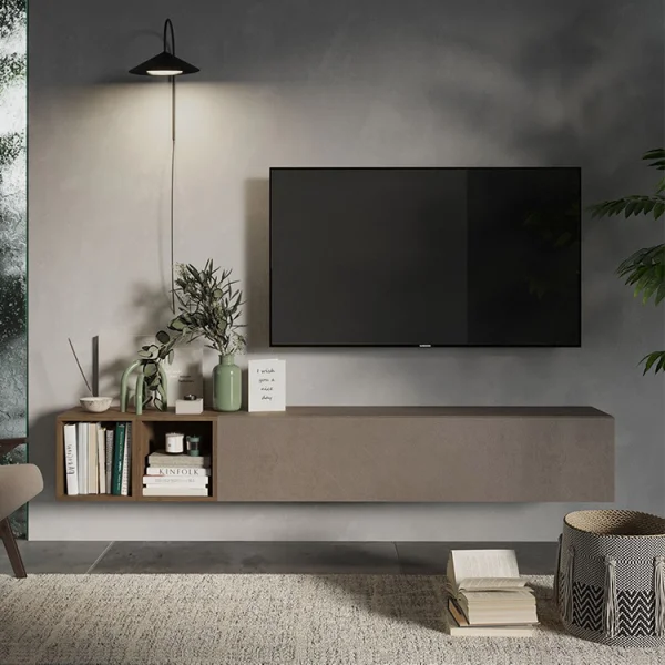 Set pensili con 1 anta  2 cubotti 194x29h cm marrone bronzo rovere scuro Sunset 49
