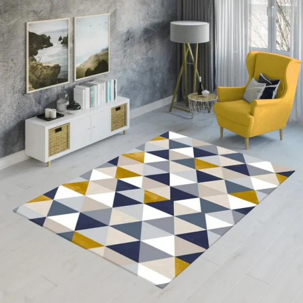 Tappeto da sala con fantasia 160x230cm bianco blu Velino