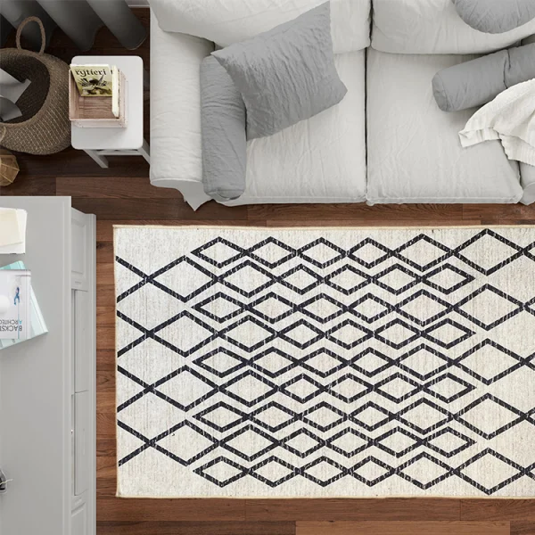 Tappeto moderno rettangolare 120x180cm nero bianco Treccia