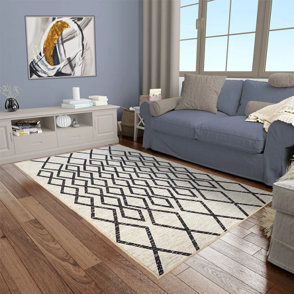 Tappeto moderno rettangolare 160x230cm nero bianco Treccia