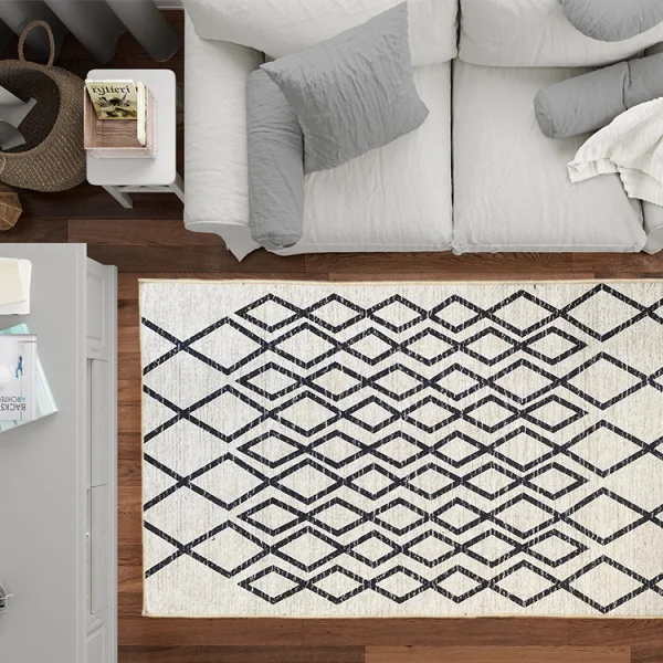Tappeto moderno rettangolare 160x230cm nero bianco Treccia