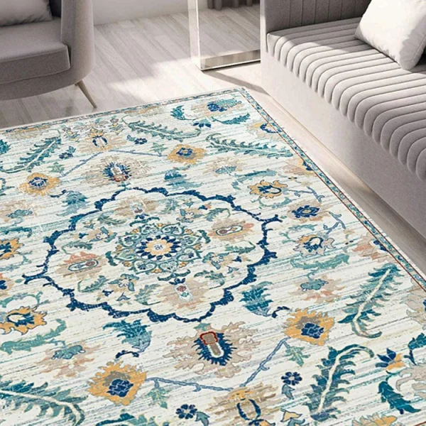 Tappeto moderno rettangolare con greca 160x230cm blu bianco Kimmy
