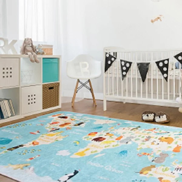 Tappeto rettangolare moderno con Mondo 100x150cm fantasia Sinai