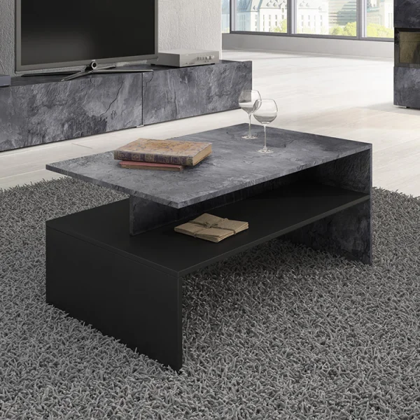 Tavolino 100x45cm da salotto design ossido e nero Emotion Gihome®