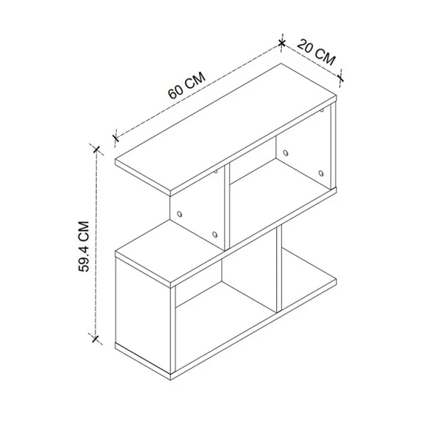 Tavolino da salotto con libreria design 60x59cm bianco Sherman