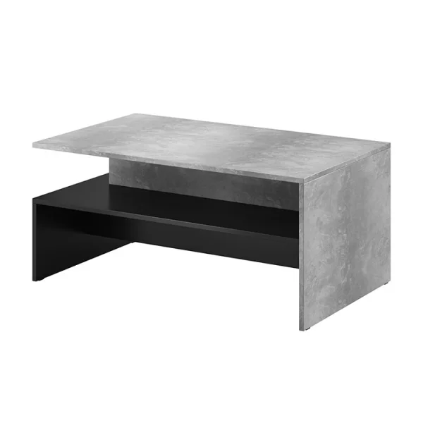 Tavolino 100x45cm da salotto design cemento e nero Emotion Gihome®