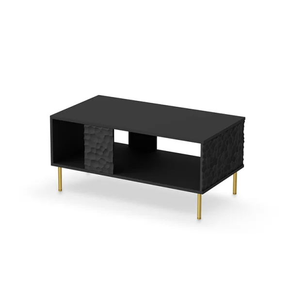 Tavolino da salotto moderno 92x50cm nero oro Osaka