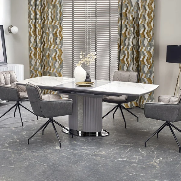 Tavolo allungabile da pranzo 160/220cm bianco grigio chiaro Ignazio