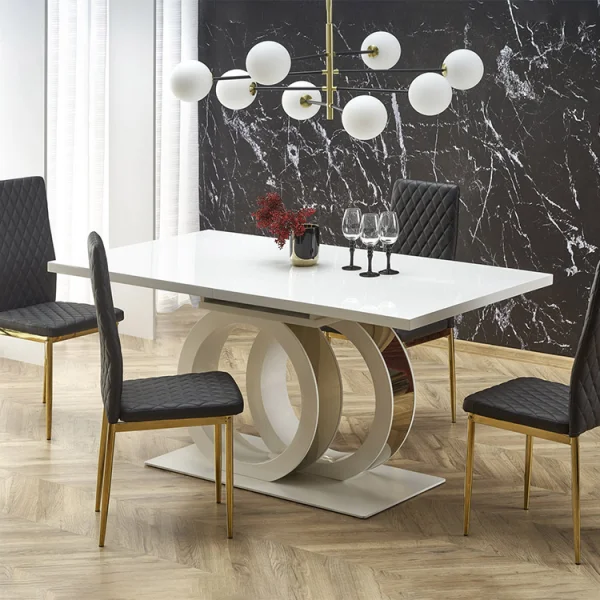 Tavolo allungabile moderno 160/200cm bianco oro Malvasia