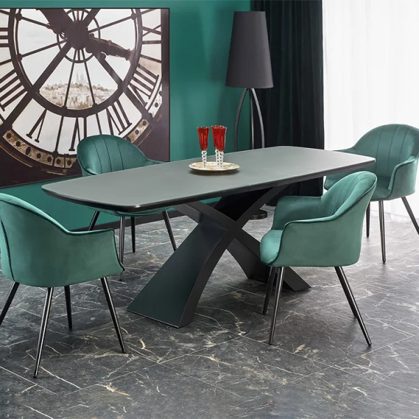 Tavolo allungabile moderno 180/220cm grigio scuro nero Borgia