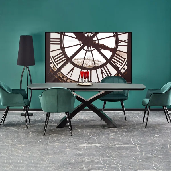 Tavolo allungabile moderno 180/220cm grigio scuro nero Borgia