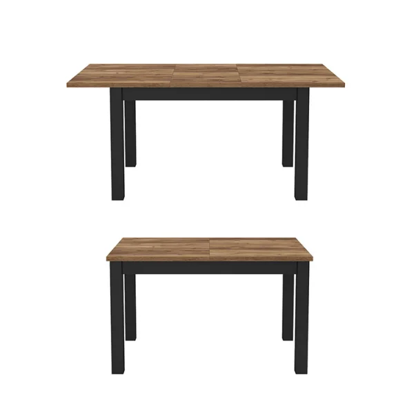 Tavolo 130/175cm allungabile soggiorno quercia nero opaco Nebraska