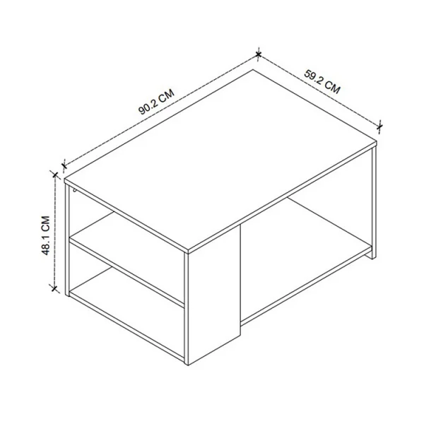 Tavolino da salotto con ripiani  90x48cm antracite rovere Luzon