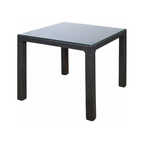 Tavolo moderno da giardino esterno bar dehors con vetro 90x90cm antracite Cesare