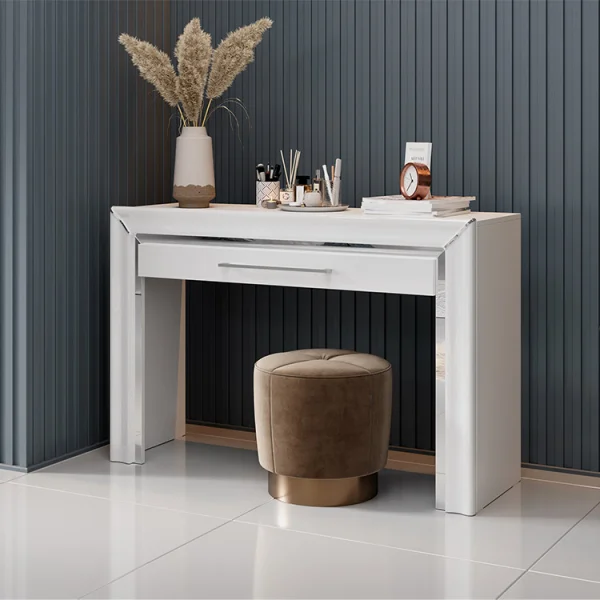 Toletta tavolo da trucco moderna con specchio 120x200cm bianco Benz