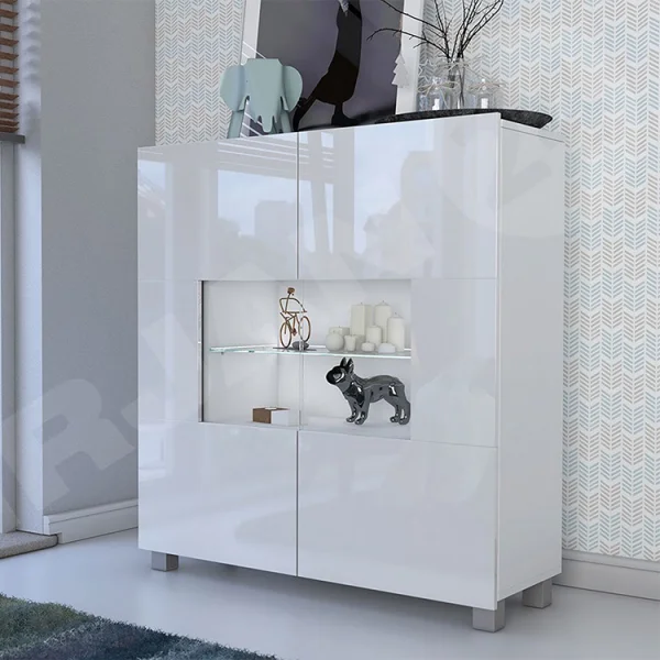 Vetrinetta 100x107h cm moderna  soggiorno bianco Corale