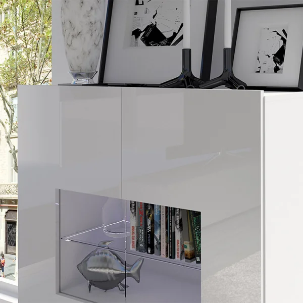 Vetrinetta 100x107h cm moderna  soggiorno bianco Corale