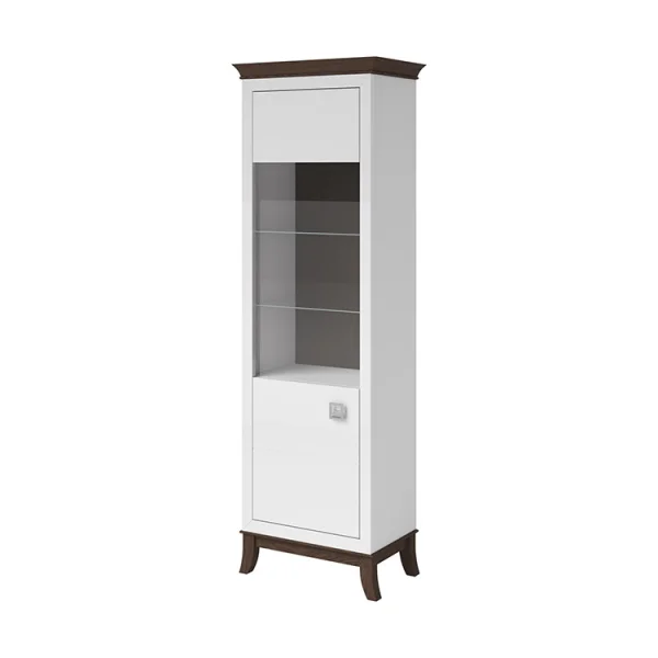 Vetrinetta 66x207h cm1 anta soggiorno bianco lucido rovere scuro Umag