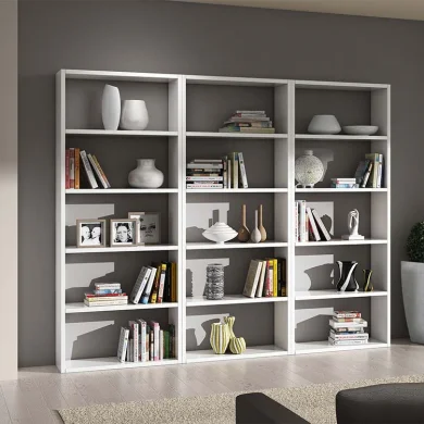 Libreria moderna componibile 267x218cm bianco frassinato Kubic 03