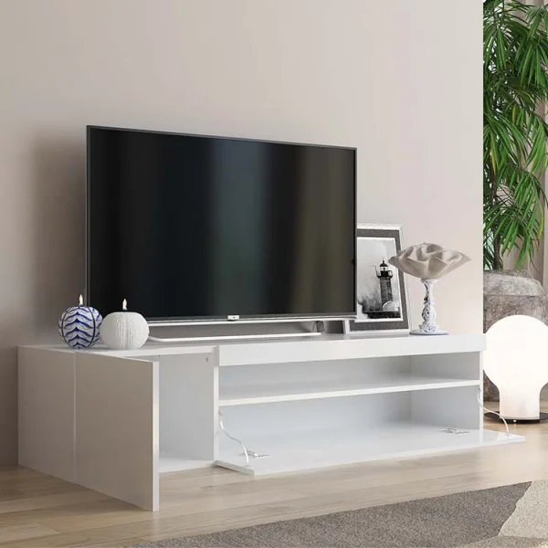 Mobile porta tv 155x37cm porta tv bianco lucido Light Small Gihome®