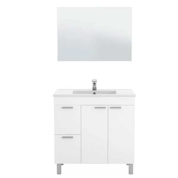 Mobile bagno moderno con specchio 80x168cm bianco lucido David