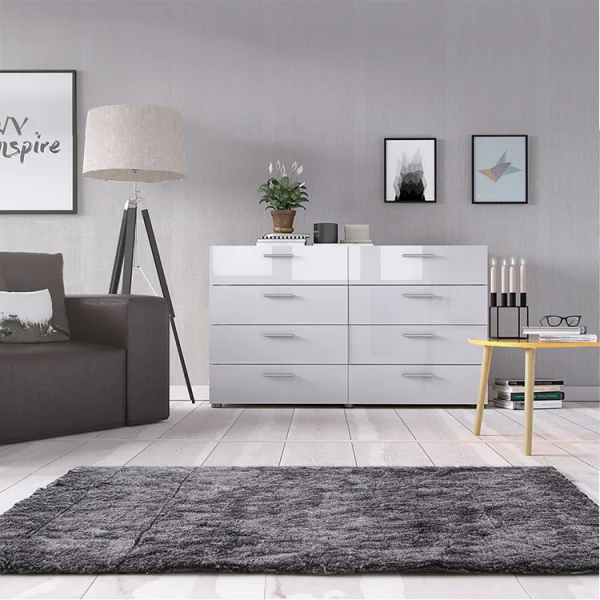 Cassettiera 138x83cm moderna bianco lucido rovere Betty Gihome®