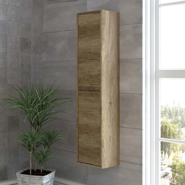 Colonna bagno sospesa moderna 30x140cm rovere chiaro Eveline