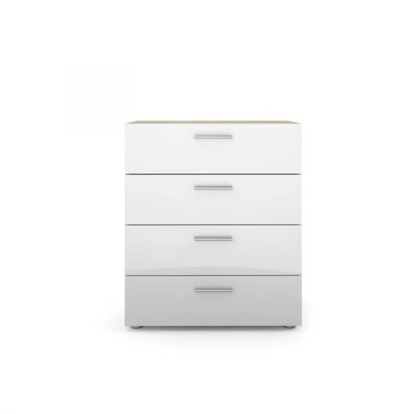 Cassettiera moderna 70x82cm bianco lucido rovere Elly Gihome®