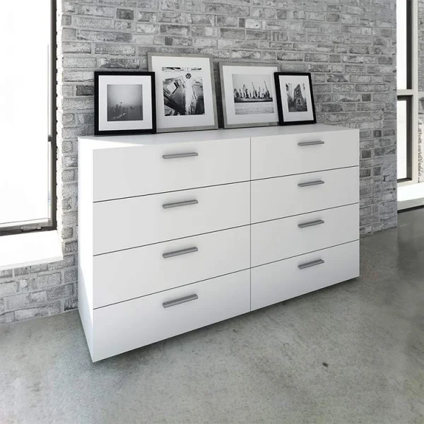 Cassettiera 140x83cm moderna doppia bianco opaco Betty Gihome®