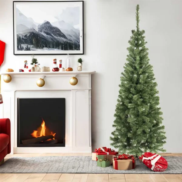 Albero di Natale 220cm slim moderno abete verde Chris