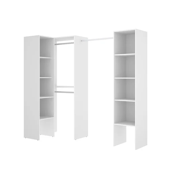 Cabina armadio angolare 186x226cm 3 scomparti con appendiabiti bianco Soler