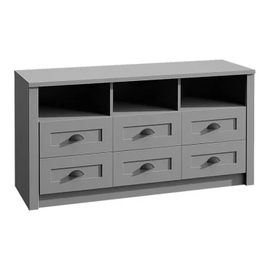 Cassettiera 130x68cm 6 cassetti 3 vani grigio Provenza