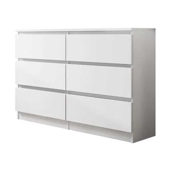 Cassettiera moderna 120x77cm 6 cassetti bianco Rotterdam