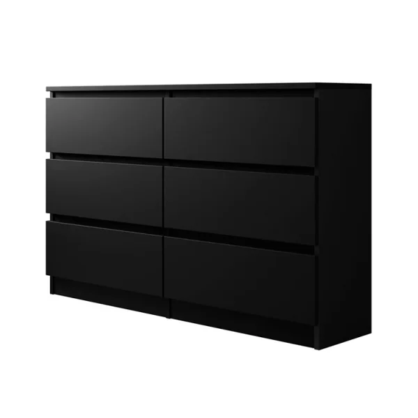 Cassettiera moderna 120x77cm 6 cassetti nero Rotterdam