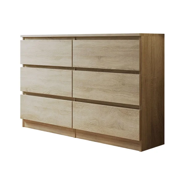 Cassettiera moderna 120x77cm 6 cassetti rovere Rotterdam