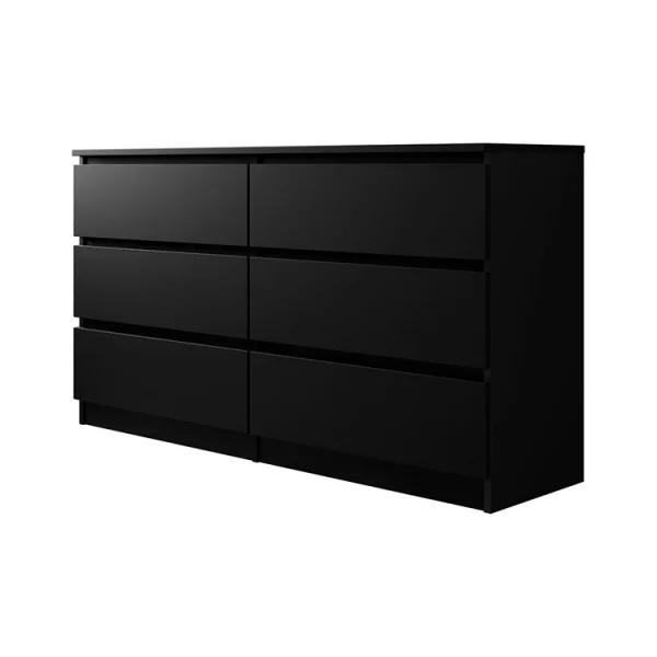 Cassettiera moderna 139x77cm 6 cassetti nero Rotterdam