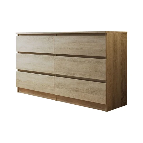 Cassettiera moderna 139x77cm 6 cassetti rovere Rotterdam