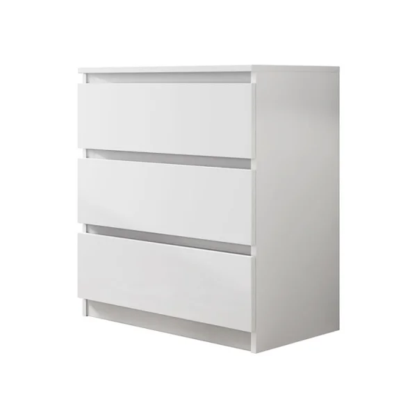 Cassettiera moderna 70x77cm 3 cassetti bianco Rotterdam